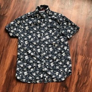 Floral button up short sleeve dress shirt